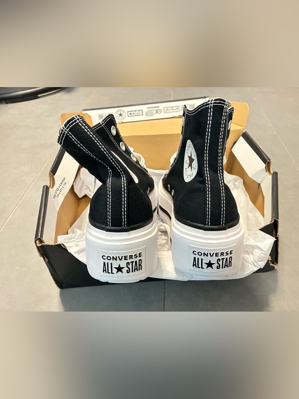 Converse Chuck Taylor All Star Lift Double Stack High-Top Sneaker Black & White - Picture 4 of 9